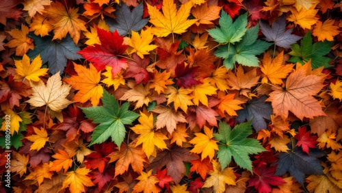 Wallpaper Mural A vibrant array of colorful autumn leaves in shades of red, orange, yellow, and green, showcasing the beauty of fall's changing foliage. Torontodigital.ca