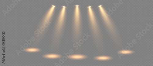 Spotlights for stage and presentations. Vector illustration.
Light sources, concert lighting, spotlights. Concert spotlight with ray-illuminated spotlights for web design.