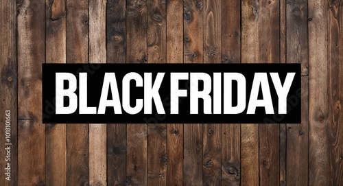 black Friday lettering on wooden wall planks background