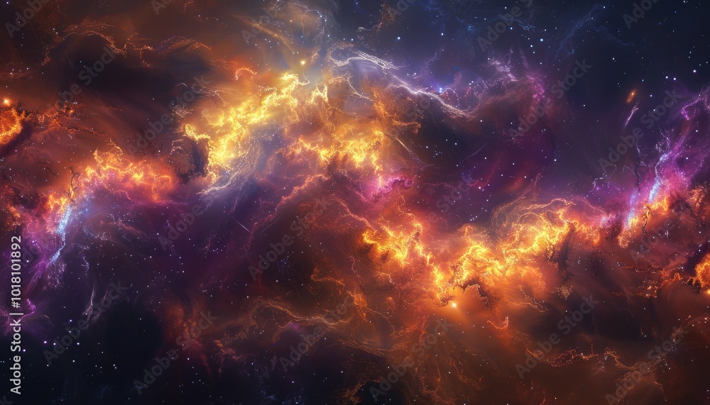 A Cosmic Nebula with Swirling Gaseous Clouds and Scattered Stars A Cosmic Nebula with Swirling Gaseous Clouds and Scattered Stars