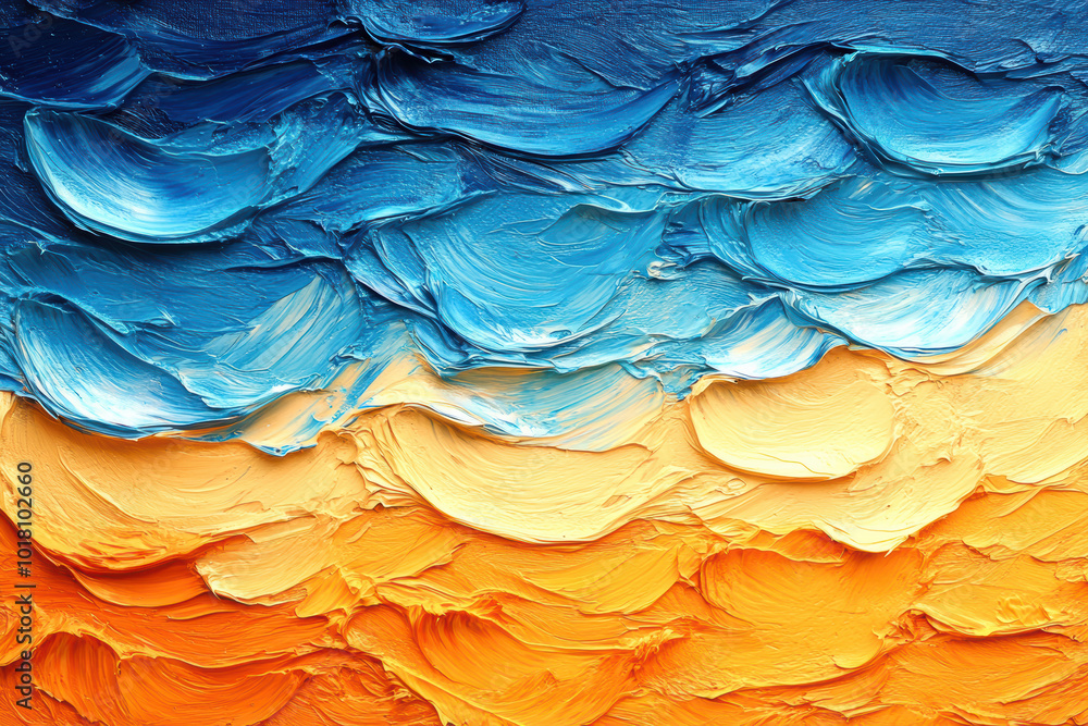 Abstract ocean scene with blue and orange gradient Abstract ocean scene with blue and orange gradient