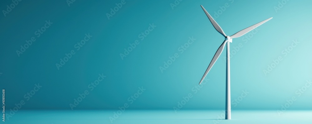 Wind turbine on a turquoise background, symbolizing clean energy and sustainability. Wind turbine on a turquoise background, symbolizing clean energy and sustainability.
