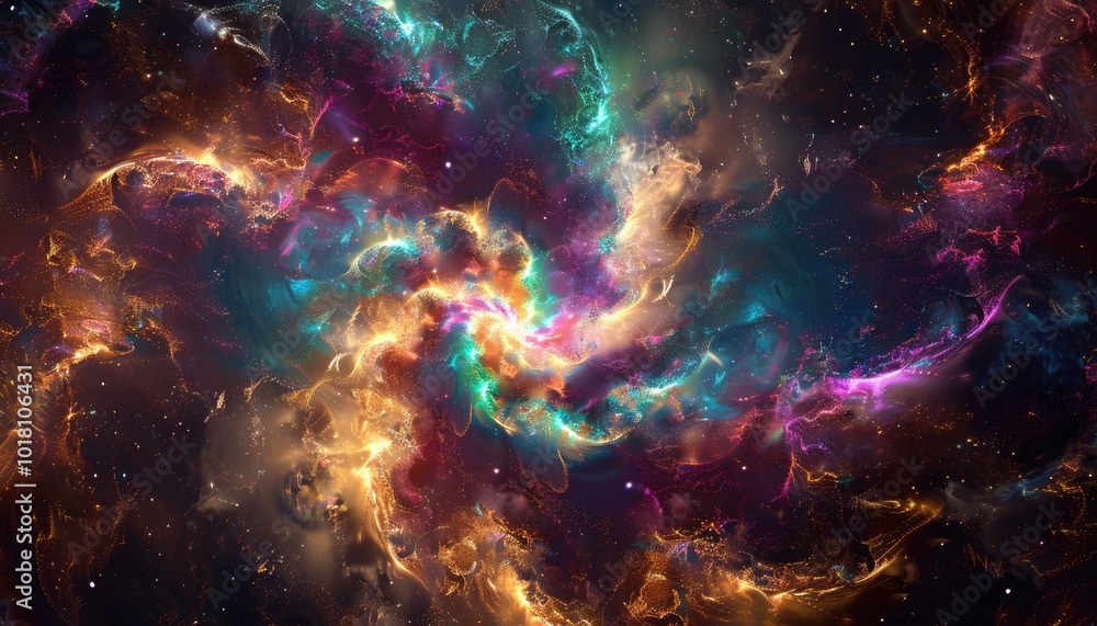 Fototapeta premium A swirling nebula of vibrant colors and sparkling dust.