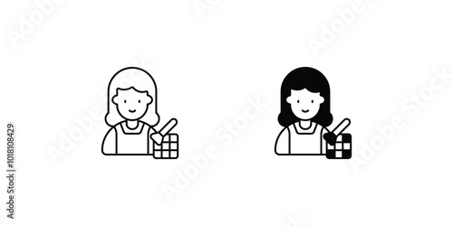 makeup artist set icon with white background vector stock illustration