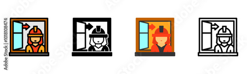 Set of Fire Drill Evacuation Icon