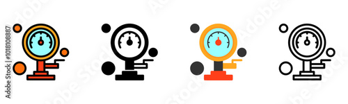 Set of Fire Hose Test Gauge Icon photo