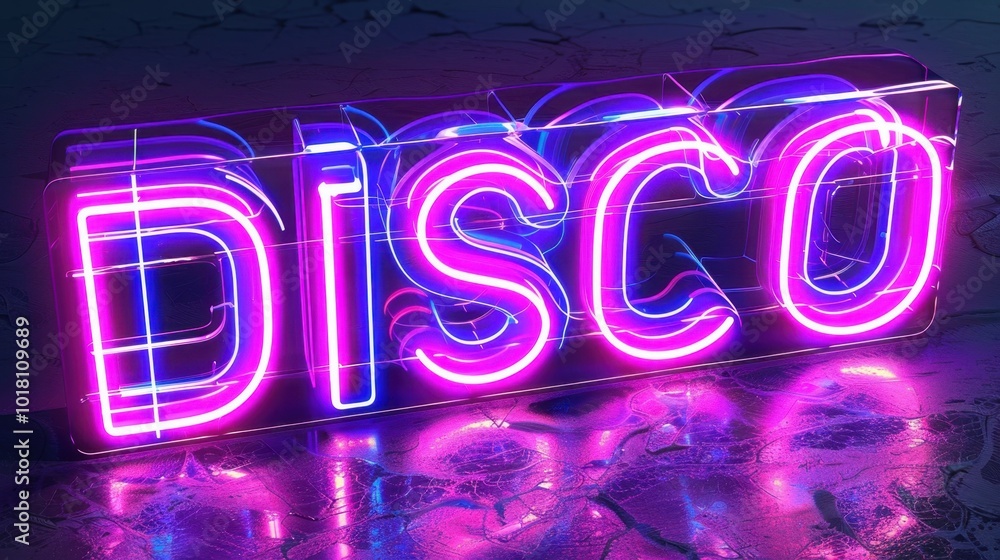 Vibrant Disco Neon Sign in Club Setting Vibrant Disco Neon Sign in Club Setting