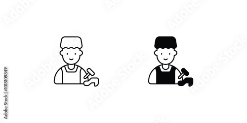 shoemaker set icon with white background vector stock illustration