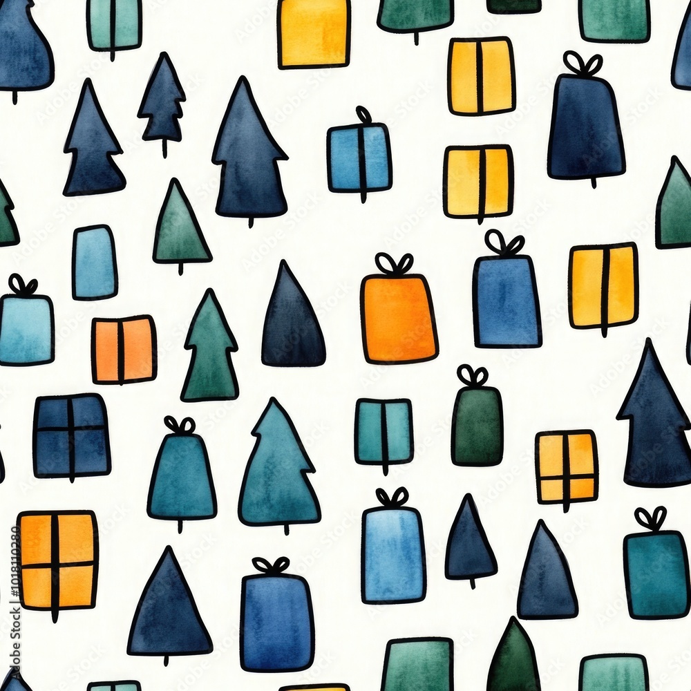 Festive Tree and Gift Pattern Design Festive Tree and Gift Pattern Design