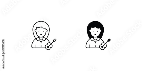 musician set icon with white background vector stock illustration