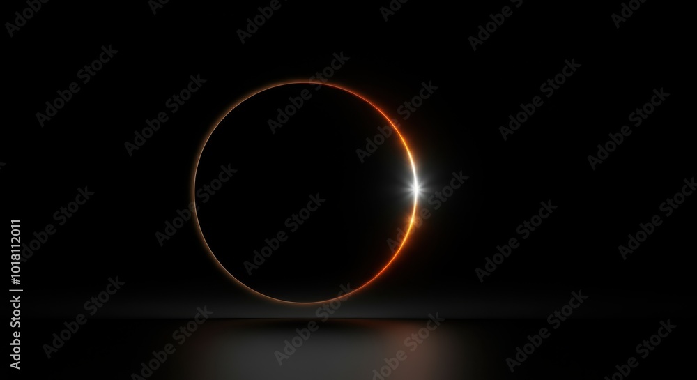 Solar eclipse with bright ring and diamond effect Solar eclipse with bright ring and diamond effect