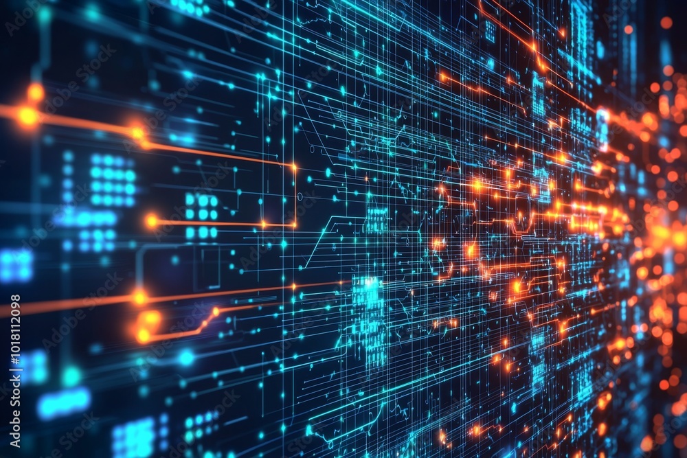 Digital Technology background of data and network created with Generative AI Digital Technology background of data and network created with Generative AI