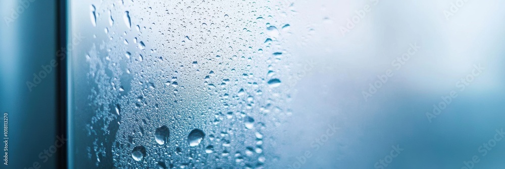 Frosted glass adorned with delicate water droplets, creating an intricate pattern of condensation and texture. Frosted glass adorned with delicate water droplets, creating an intricate pattern of condensation and texture.