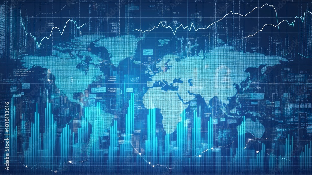 A financial graph with an upward trend, placed over a background of various currencies, highlighting global financial markets. A financial graph with an upward trend, placed over a background of various currencies, highlighting global financial markets.