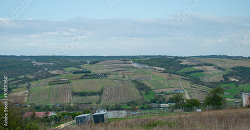 A view from above showing a vast green field in Catalca,Turkey photo