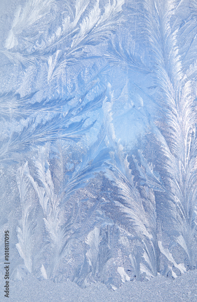 Frost patterns on frozen glass on a winter day. Winter frosty texture natural background Frost patterns on frozen glass on a winter day. Winter frosty texture natural background
