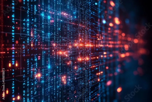 Wallpaper Mural Digital Technology background of data and network created with Generative AI Torontodigital.ca