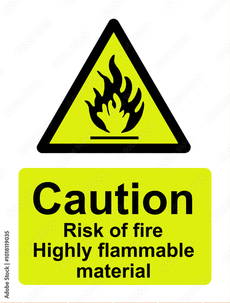 Caution risk of fire, highly flammable material Caution risk of fire, highly flammable material
