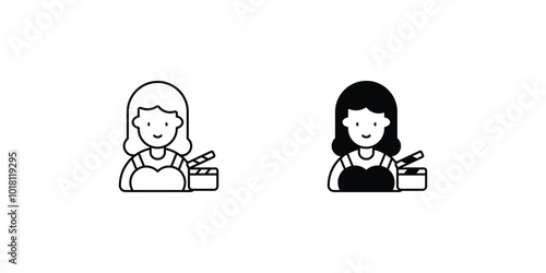 actress set icon with white background vector stock illustration