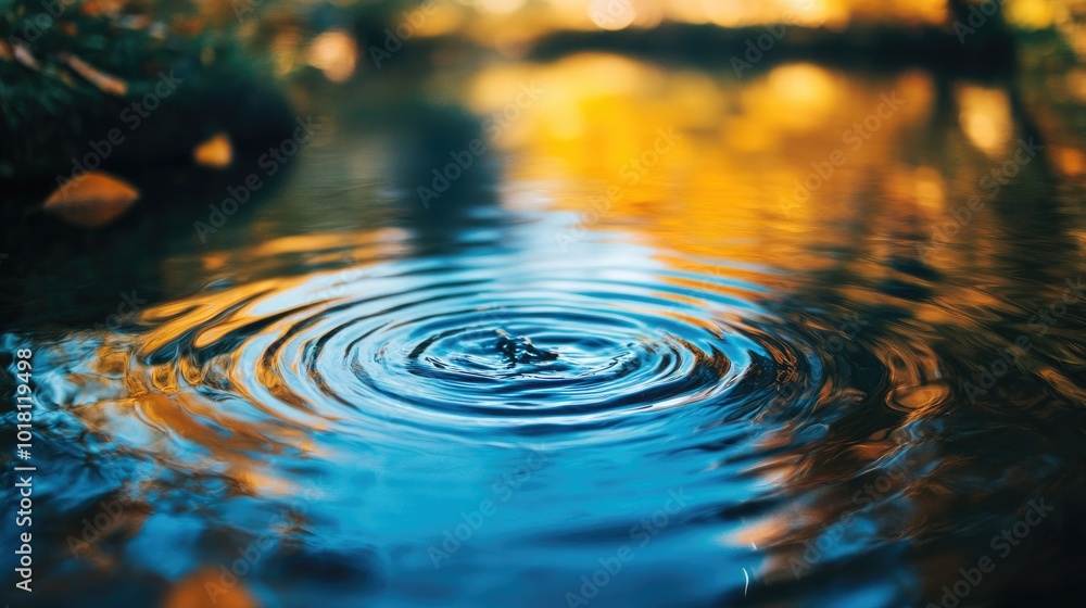 Close-up of small, rippling waves on a pond with reflections of surrounding foliage and blue sky Close-up of small, rippling waves on a pond with reflections of surrounding foliage and blue sky