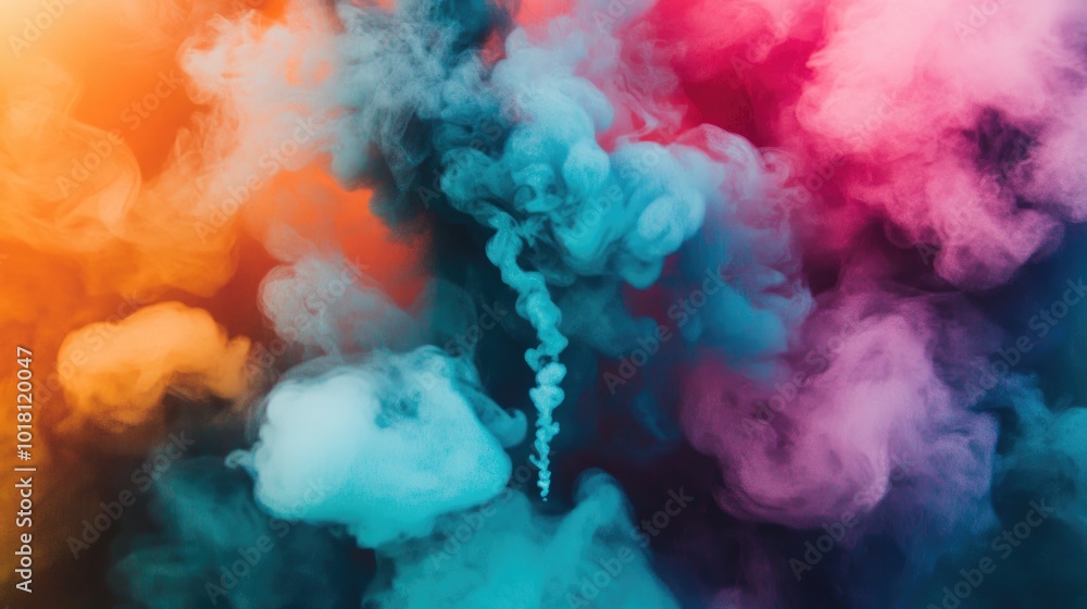 Naklejka premium Colorful smoke filling the air during a festival, capturing the lively and vibrant atmosphere of the event.