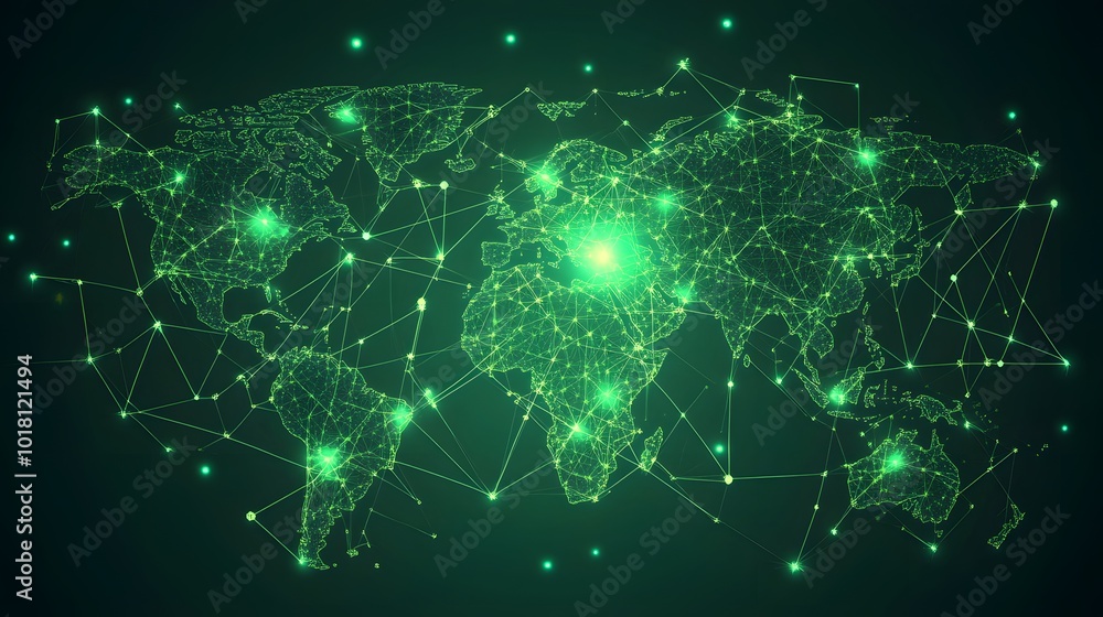 Map of the planet. Global social network. Future. Vector.Green futuristic background with planet Earth. Internet and technology. Floating Green plexus geometric background.
Map of the planet. Global social network. Future. Vector.Green futuristic background with planet Earth. Internet and technology. Floating Green plexus geometric background.