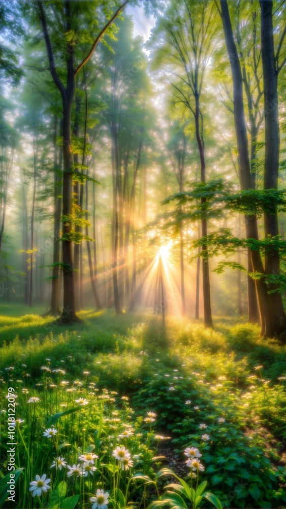 Obraz premium a serene landscape of a peaceful morning background.