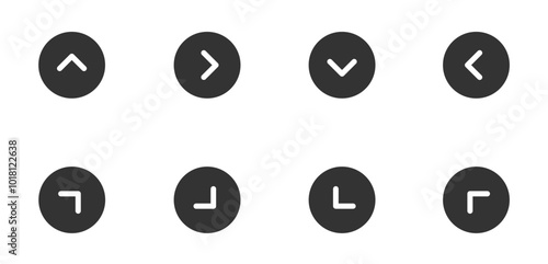Arrow icon. Right, left and next symbol. Web round button sign in vector flat