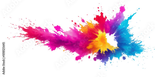 Multicolor powder explosion on White background. Colored cloud. Colorful dust explode. Paint Holi. colorful rainbow Holi paint color powder explosion with bright colors isolated white background.	
