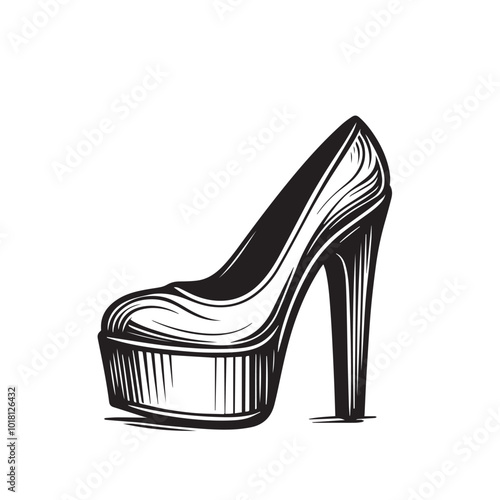 Shoe vector logo. High heel shoe vector silhouette design. women's shoes silhouette vector design. 