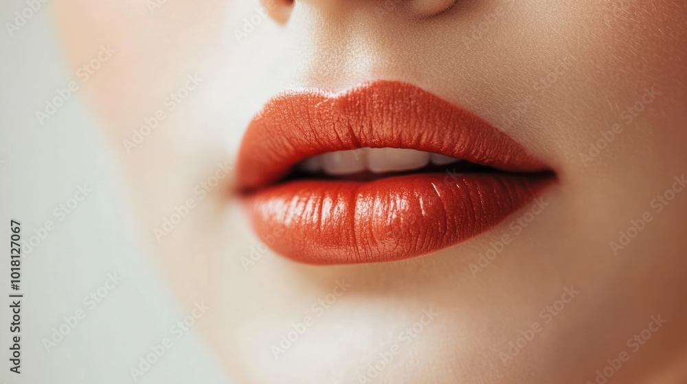 Close-up of Lips with Red Lipstick Close-up of Lips with Red Lipstick