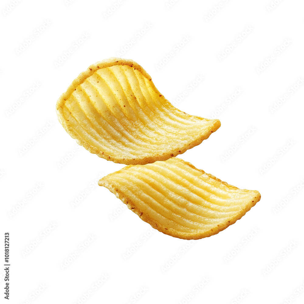 Delicious crispy potato chips flying, isolated on transparent cutout background Delicious crispy potato chips flying, isolated on transparent cutout background