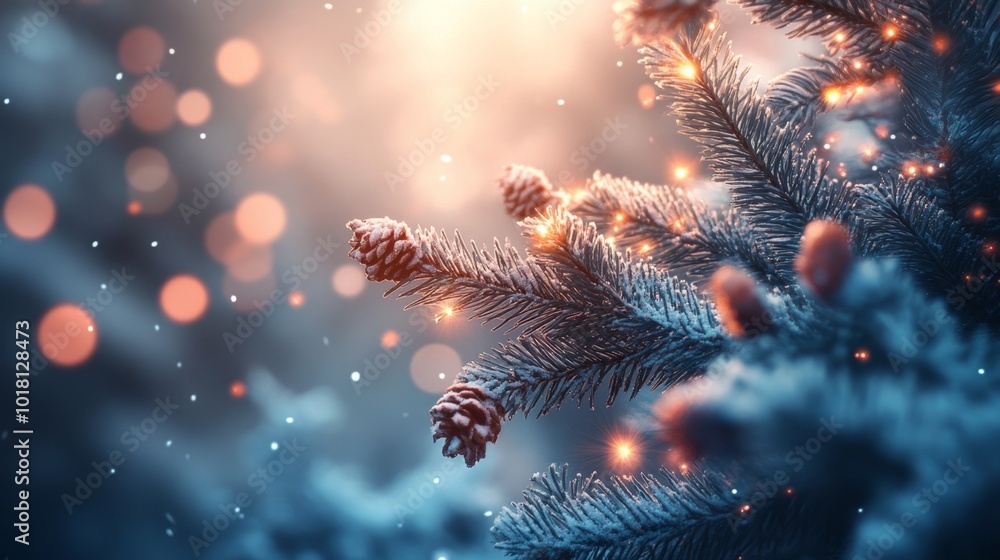 Winter Pine Branch. Winter Pine Branch.
