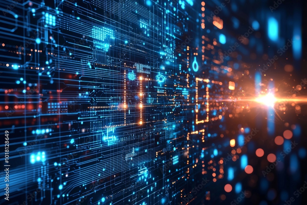Digital Technology background of data and network created with Generative AI Digital Technology background of data and network created with Generative AI