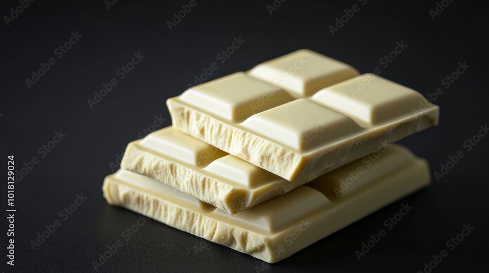 White Chocolate Bars Stacked on a Black Background White Chocolate Bars Stacked on a Black Background