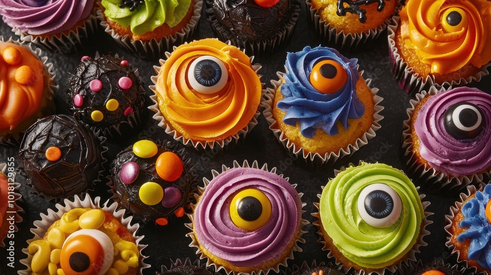 Spooky Halloween Cupcakes Display for Festive Celebration Spooky Halloween Cupcakes Display for Festive Celebration