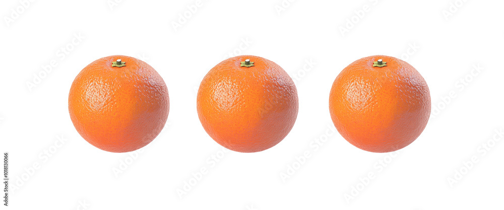 Three Ripe Oranges Isolated on White Background Three Ripe Oranges Isolated on White Background