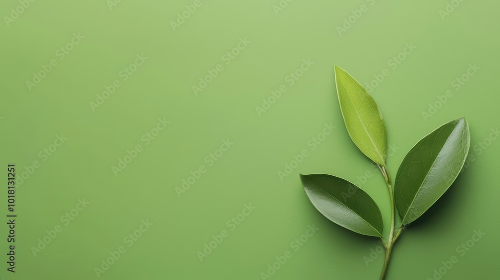 A fresh green leaf branch on a vibrant green background, symbolizing nature, growth, and tranquility. A fresh green leaf branch on a vibrant green background, symbolizing nature, growth, and tranquility.