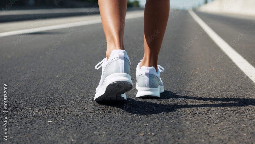 Athlete runner legs running on the road, Jogging outdoors AI generated image Athlete runner legs running on the road, Jogging outdoors AI generated image