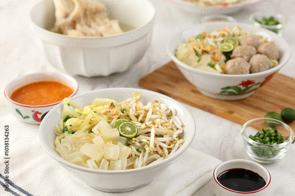 Close Up Mie Kocok Bandung on White Bowl Close Up Mie Kocok Bandung on White Bowl