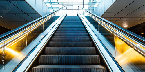 futuristic escalator go up and down, business and technology concept photo