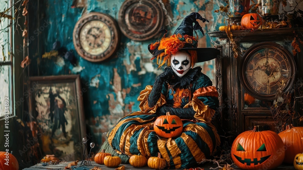 Obraz premium Halloween Portrait of Dressed Person in Studio Setting