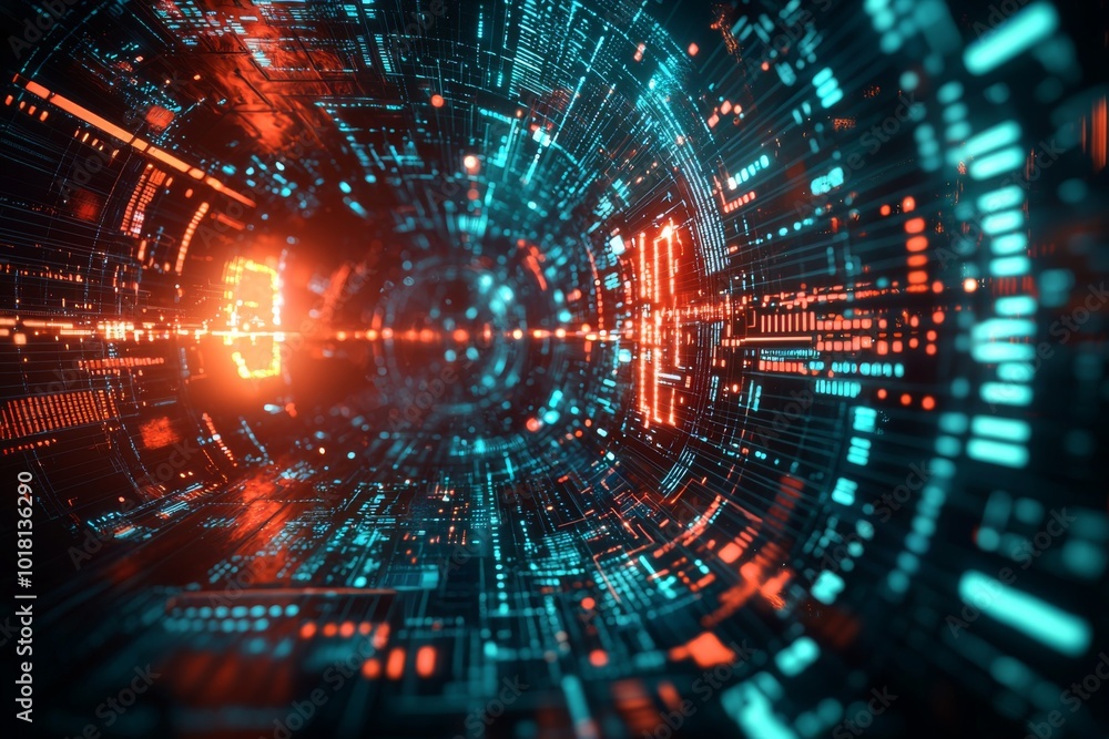 Obraz premium Digital Technology background of data and network created with Generative AI