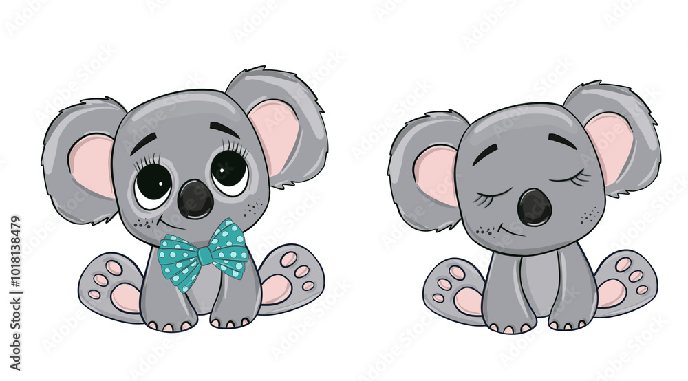 Obraz premium Cute Baby koala Painting isolated on white background.