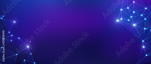Dots and lines technology, glowing on abstract blue background