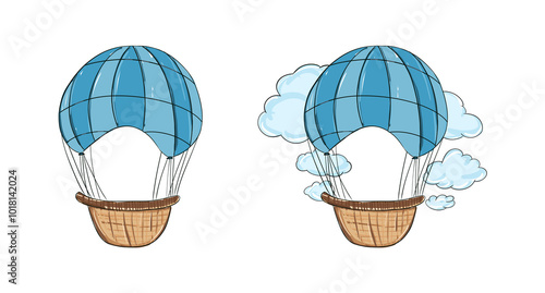 Wallpaper Mural Hot air Balloon with clouds. Cartoon Painting isolated on white background. Torontodigital.ca