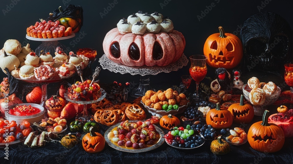 Festive imagery for Halloween featuring delicious snacks Festive imagery for Halloween featuring delicious snacks