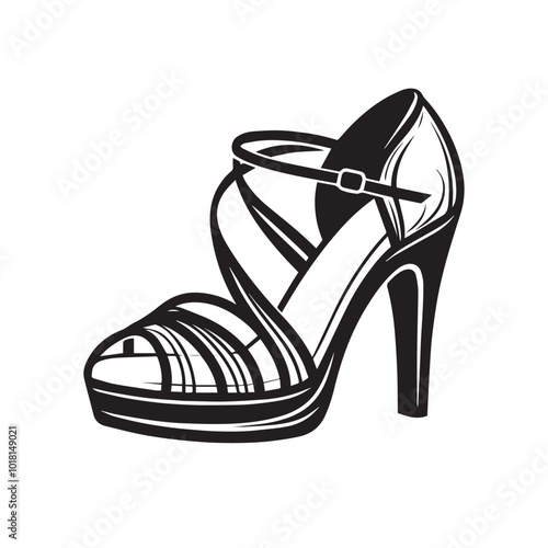 Shoe vector logo. High heel shoe vector silhouette design. women's shoes silhouette vector design. 