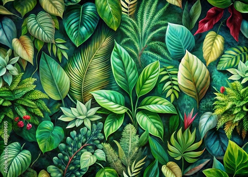 Wallpaper Mural Green Foliage Watercolor Seamless Pattern for Nature Inspired Art and Design Torontodigital.ca