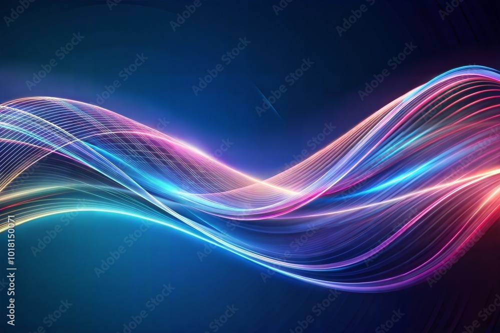 Obraz premium Abstract background with neon wave lines and lights